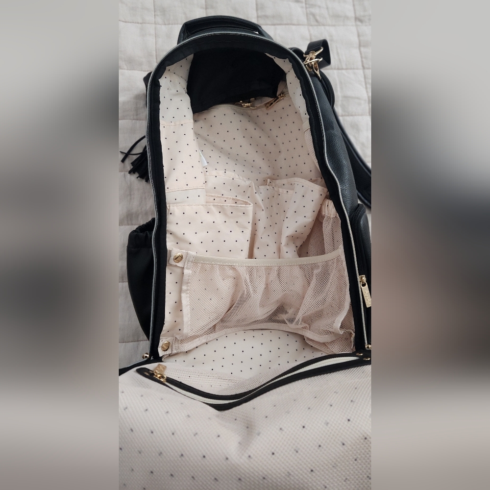 Itzy Ritzy Black Diaper Backpack with Gold Accents - Picture 6 of 9